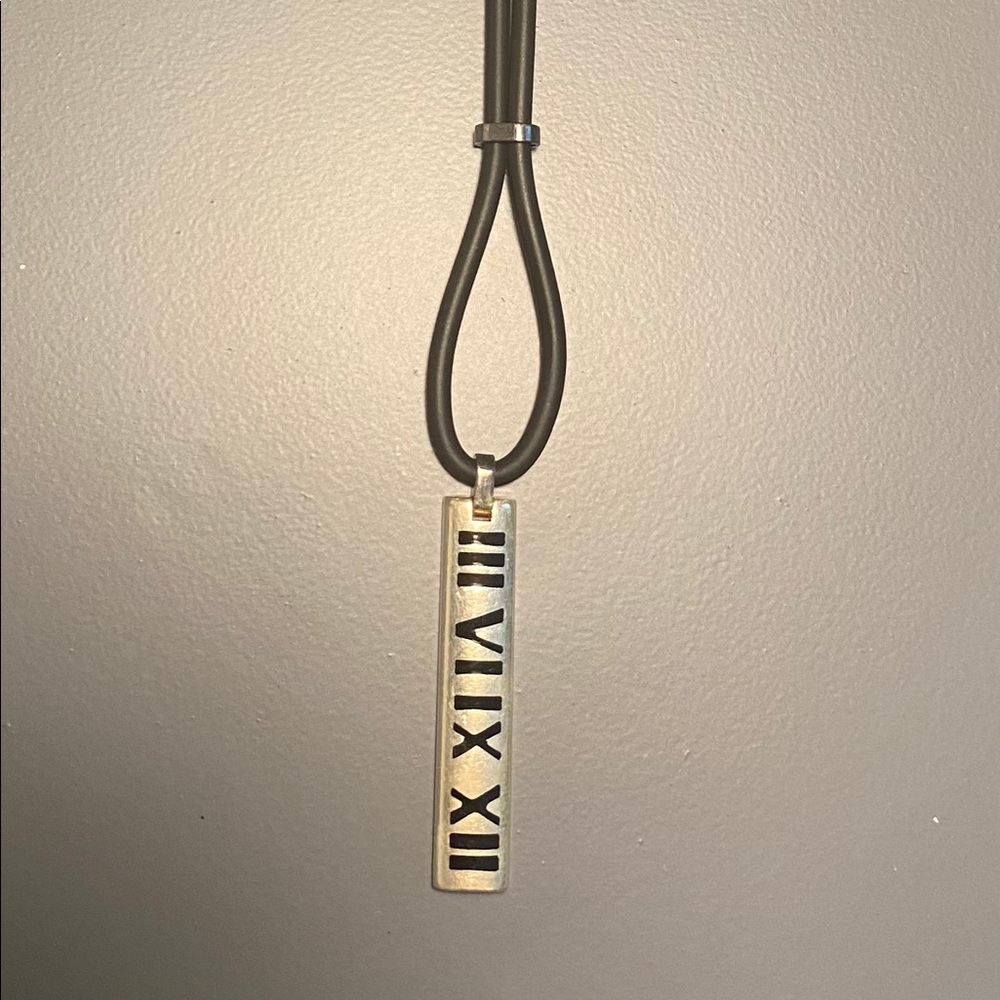 Tiffany & Co Atlas Silver Black Leather necklace